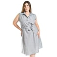 thumbnail image 4 of Vestido camisero a rayas Roman Fashion /Tallas Extras, 4141 (Azul marino) azul marino 36, 4 of 6