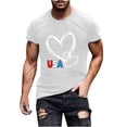 thumbnail image 2 of Tnhcen Men's Regular Fit Patriot Summer Shirts USA Flag Heart Print 4th of July Graphic Festival T-Shirt ​ S-3XL, 2 of 5