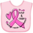 thumbnail image 3 of Inktastic Love, Care, Cure Breast Cancer Awareness Pink Ribbon Boys or Girls Baby Bib, 3 of 4