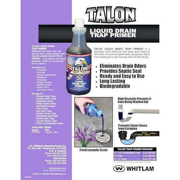 TALON TDTP32 Liquid Drain Trap Primer-32 Ounce, BLUE