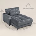 thumbnail image 3 of HOMCOM Chaise Longue Intérieure de 58 Pouces, Grand Canapé-Lit Rembourré, Gris Foncé, 3 of 10