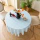 thumbnail image 3 of Mantel redondo a cuadros de Jacquard tridimensional de lino y algodón, cubierta de mesa a prueba de polvo con borlas, decoración de boda y fiesta de cena, 3 of 5
