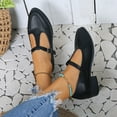 thumbnail image 5 of YLSDY Women's T-Strap Buckle Low Heel Shoes PU Leather Comfortable Slip On Flats Size 6-11 Black 37, 5 of 7