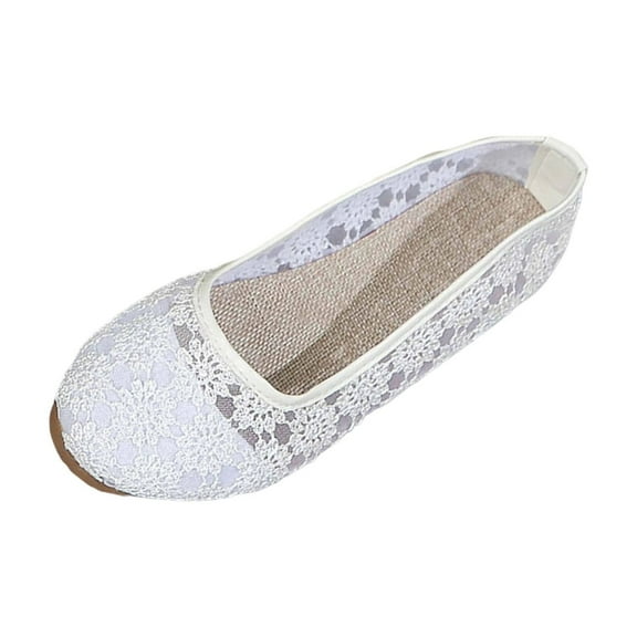Dpityserensio Flats Shoes Women Dressy Lace Mesh Solid Color Round Toe Thick Bottom Fashionable Fall And Winter Style Trendy Flat Sandals