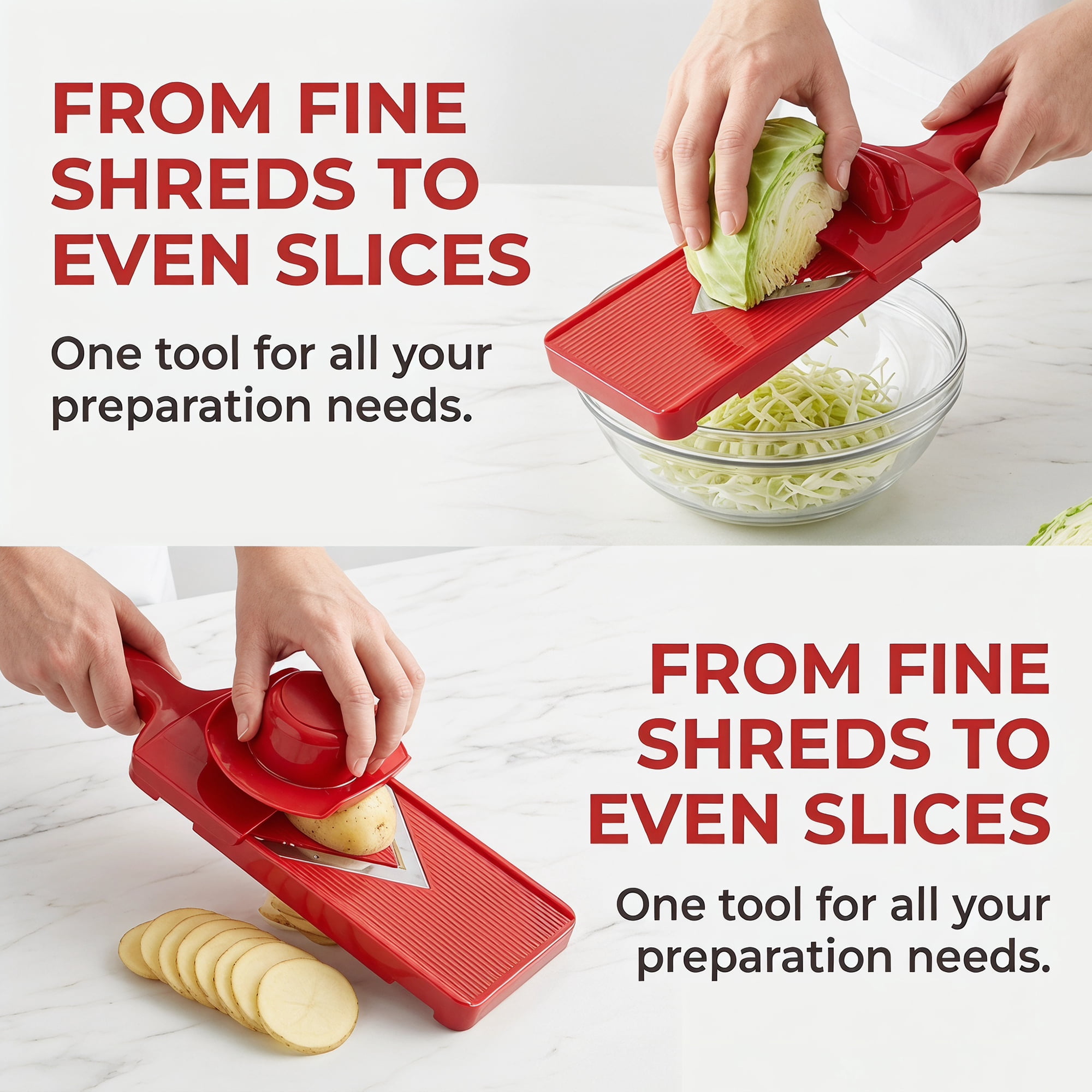 Unique Bargains Multifunctional Potato Slicer with Chopping Function Red 12.6"x3.9"