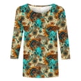 thumbnail image 5 of JTZGDY Western Shirts for Women Plus Size Ethnic Style Tops Plus Size 3/4 Lenght Sleeve Vintage Bleached Crewneck Tunic Tees Loose Oversied Graphic Tshirt Tops Multicolor#02 M, 5 of 6