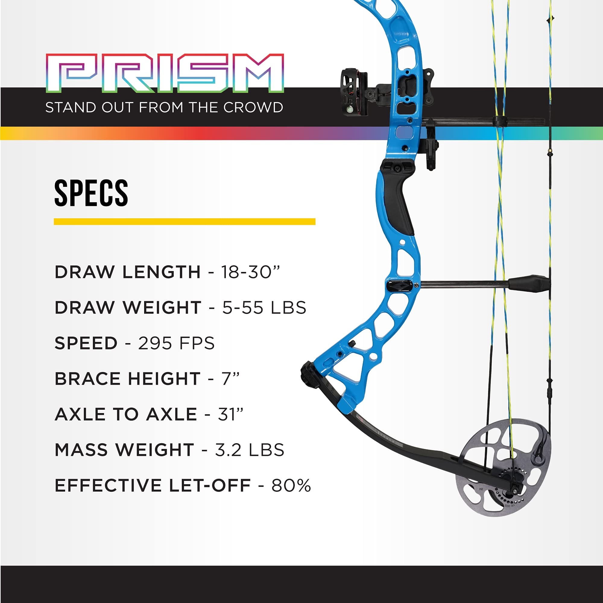 Diamond Archery B12706 Prism Electric Blue RH 18-30" 5-55lbs Compound Bow