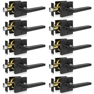 VEVOR Privacy Door Handle,10 Pack Matte Black Door Lever, Left or Right Handing Reversible Lever with Keyless Lock, 45° Rotation to Open, Universal Square Interior for Bedroom and Bathroom Doors