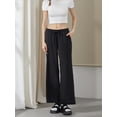 thumbnail image 6 of Caoirhny Women's Casual Long Pants Stripe Print Low Rise Wide Leg Trousers with Side Pockets, 6 of 9