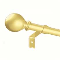 Gold Curtain Rods For Windows 66-120 In, 5/8" Diameter Adjustable Rod, Drapery Rods With Classic Round Finials, Thin Rod For Patio, Bedroom, Kitchen