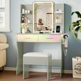 thumbnail image 7 of FANRAL Vanity Set with Mirror and Lights,31.5" Small Vanity Bedroom Vanity Desk,Makeup Vanity with Chair & Drawers & Power Outlet,Green Vanity, 7 of 7