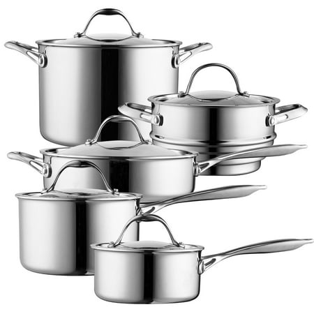 - Cooks Standard 10-Piece Multi-Ply Clad Cookware Set, Stainless Steel