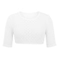 thumbnail image 4 of Womens T Shirts Ladies Solid Round Neck Short Sleeve Lace Trim Summer Basic Tee White L, 4 of 7