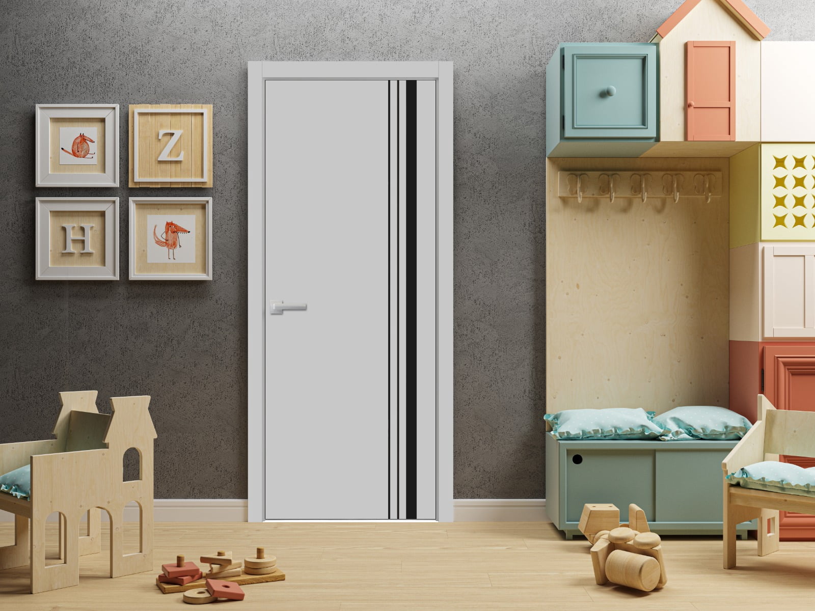 Modern Wood Interior Door with Hardware Planum 0011 Matte Grey