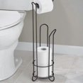 thumbnail image 2 of Stainless Steel Floor Standing Paper Roll Towel Holder Stand Organizer Toilet Paper Rack Bathroom Vertical Storage Bask, 2 of 5