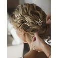thumbnail image 2 of 2Pcs Bridal Hair Accessories Pearl Bride Wedding Hair Pins Leaf Bridal Head Piece Rhinestones Hair Jewelry Gold Hair Accessories for Women and Girls, 2 of 4