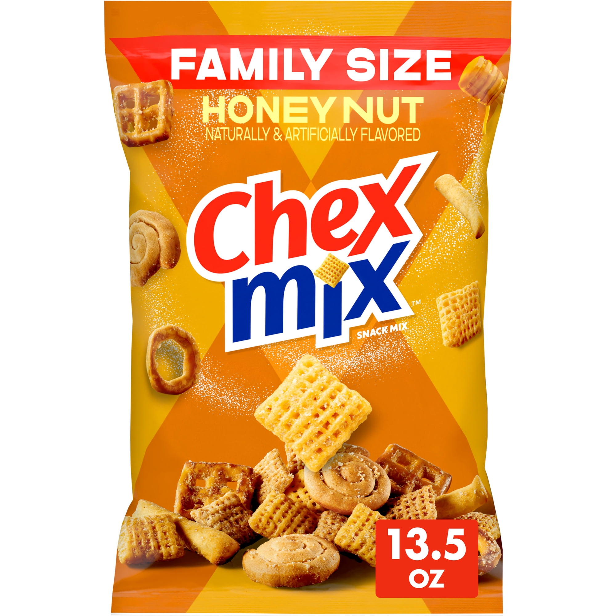 Chex Mix Honey Nut Snack Mix, Sweet and Salty Snack Bag, Family Size, 13.5 oz
