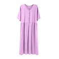 thumbnail image 2 of Bixock Women Plus Size Nightgowns Loungewear Nightshirts Sleep Dress Short Sleeve Button Placket Loose Solid Color Indoor Home Homewear Sleepwear Women Clothings, 2 of 5