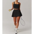 thumbnail image 3 of PISONIC Women 2 Piece Tennis Dress Square Neck Tank Top with High Waisted Pleated Workout Skorts Skirt Set Yoga Golf Outfits, 3 of 9