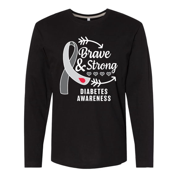 Inktastic Diabetes Awareness Brave and Strong Long Sleeve T-Shirt