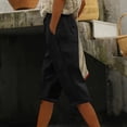 thumbnail image 2 of FAIWAD Capri Pants for Women Summer Casual Drawstring Elastic Waist Side Button Summer Shorts with Pockets, 2 of 8