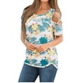 thumbnail image 1 of Blouse Décontractée pour Femmes Manches Courtes Mode Imprimée Col Rond T-Shirts Chemise, 1 of 4