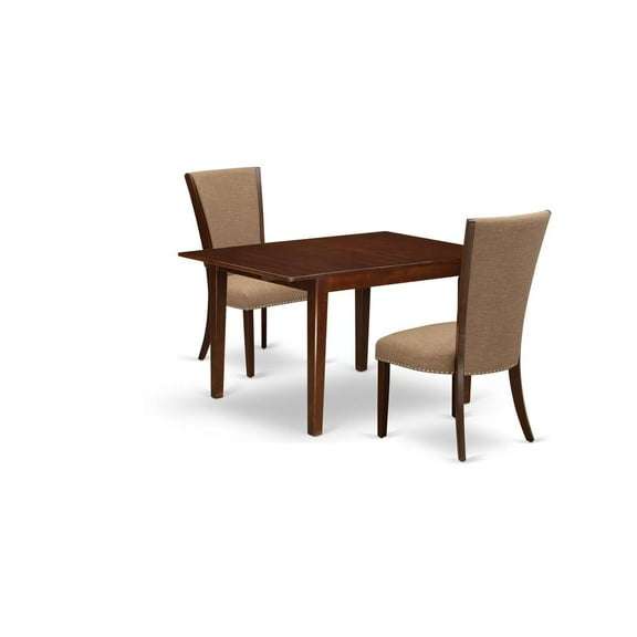 East West Furniture Milan 3-piece Wood Dining Room Set in Mahogany