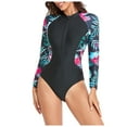 thumbnail image 4 of Stralyhd Womens Swimsuits Tummy Control Rash Guard Surfing Swimwear Long Sleeve Modest Swimsuits Zip Front Athletic Bathing Suit Multicolor M, 4 of 6