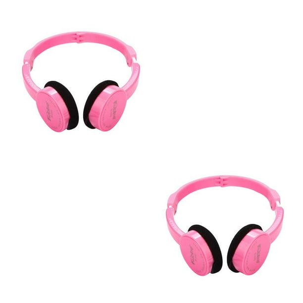 Inteprter Auriculares estéreo de alta con cable de 3,5mm para niños, plegables, con micrófono, sonido estéreo HD, auriculares rosado 1.1 metros 2piezas