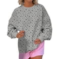 thumbnail image 3 of Arlun Womens Oversized Cute Floral Crewneck Sweatshirts Drop Shoulder Long Sleeve Casual Pullovers 2026 Fall Winter Cute Preppy Printed No Hood Sweatshirt for Daily Wear 1-Grey M, 3 of 6