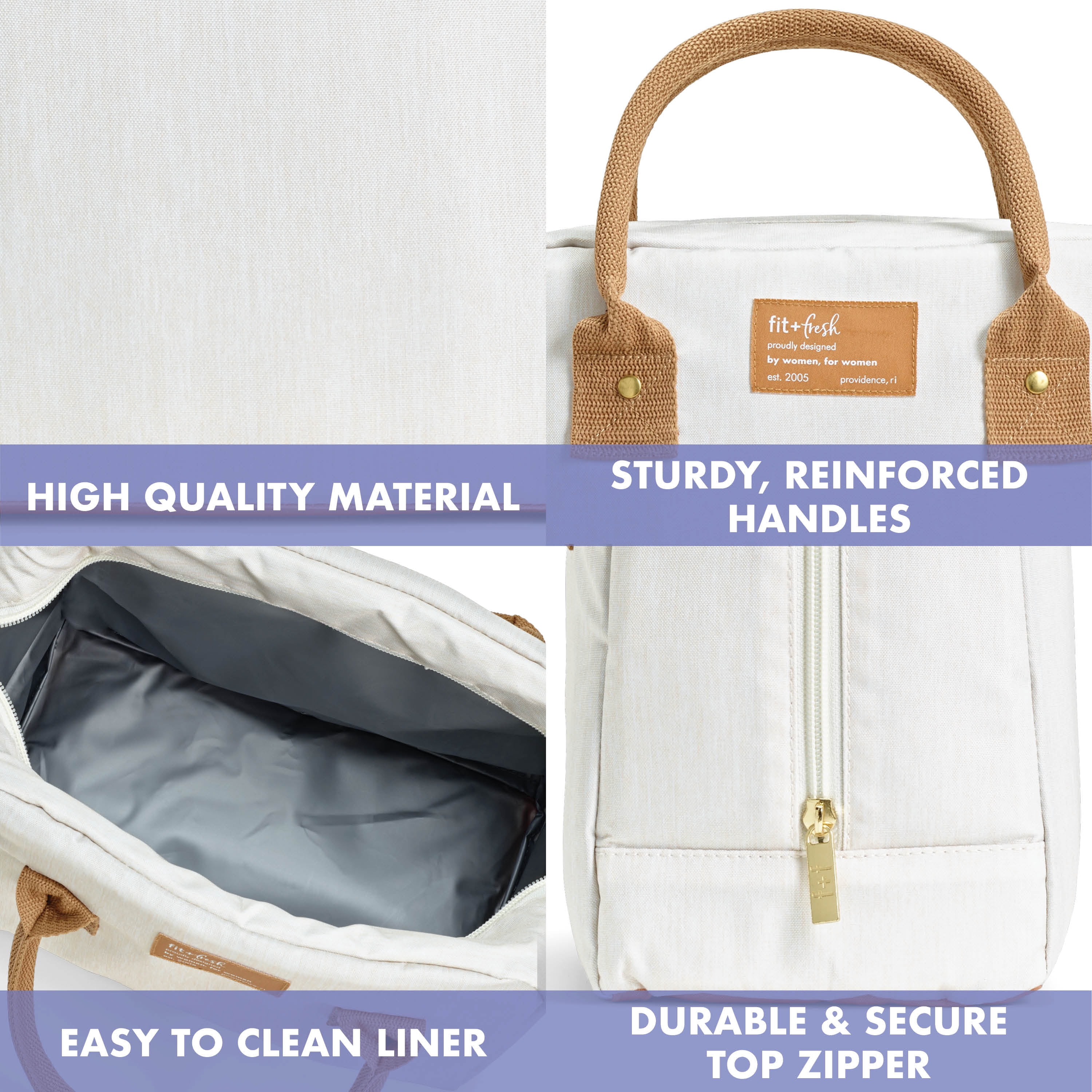 Fit & Fresh 7039CX3357 Bloomington Lunch Bag Kit - Ivory Woven