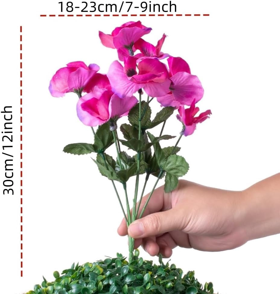 Artificial Faux Plants Flowers Outdoor Spring Decoration, 12 Bundles Fake Silk Colorful Daisy Eucalyptus Realistic UV Resistant for Outside Home Planter Porch Patio Window Yard Decor (Mix)