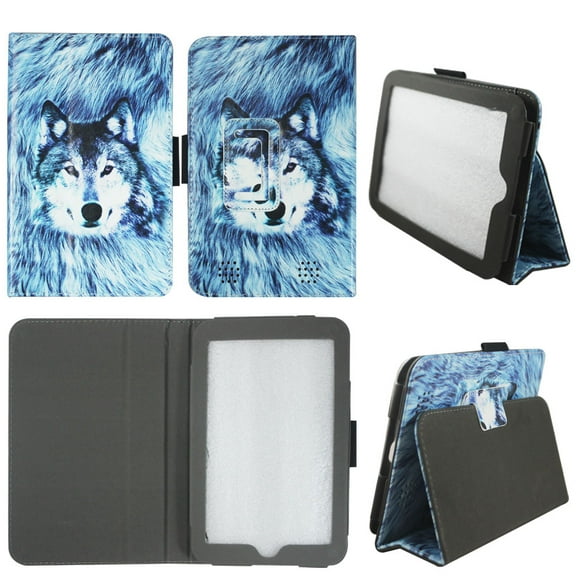 Snow Wolf Folio Case for Barnes & Nobles Nook HD 7 Tablet Slim Fit Leather Standing Cover with Auto Sleep/ Wake Feature