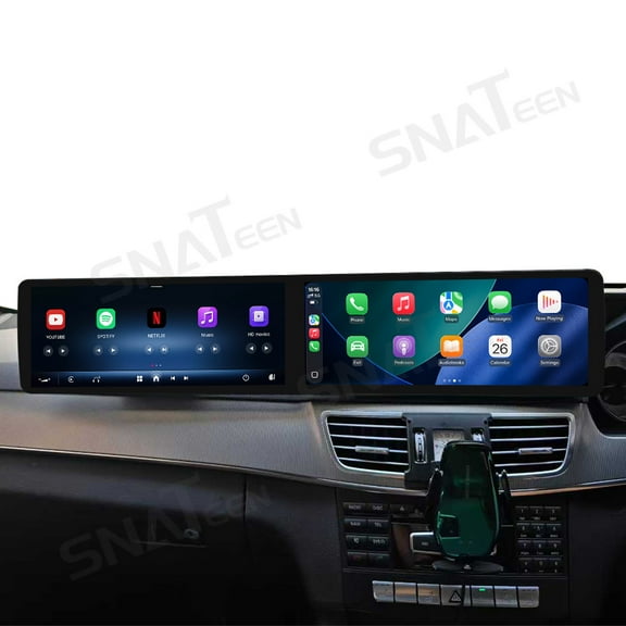 SNATEEN Dual 12.3 inch Carplay Screen/Radio/Multimedia Player for Mercedes-Benz E-Class 2009-2015 Universal Car Navigation/GPS Upgrade Headunit Android Display 1080P Touch Screen Replace System