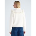 thumbnail image 3 of Free Assembly Women’s and Women's Plus Ruffle Yoke Sweater with Long Sleeves, Midweight, XS-4X, 3 of 5