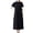 Black, variant on QQAMB Women's Dresses Button Down Lapel Collar Linen Midi Dress Casual Short Sleeve Summer A-Line Tie Waist Shirt Dresses Black M