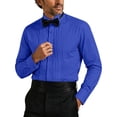 thumbnail image 2 of Ceisia Men's Formal Tuxedo Shirt Pleated Front Long Sleeve Solid Color Dress Shirt For Wedding Party Blue XL Gift, 2 of 7