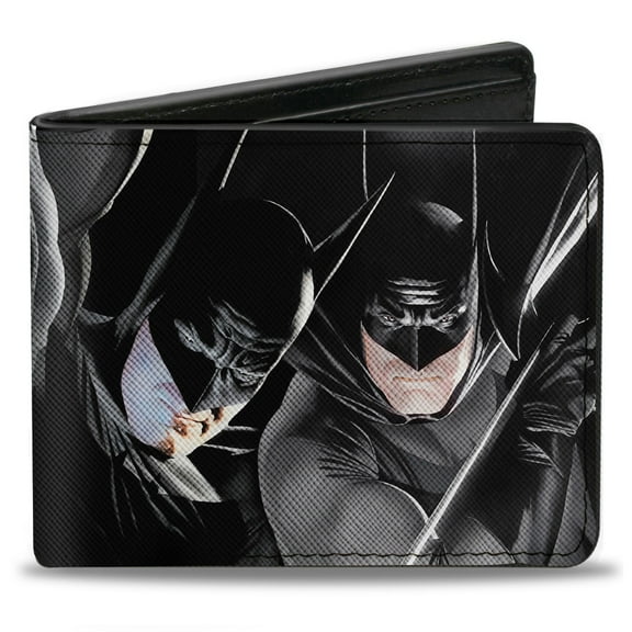 DC Comics Wallet, Bifold, Batman Vivid Action Poses Black, Vegan Leather