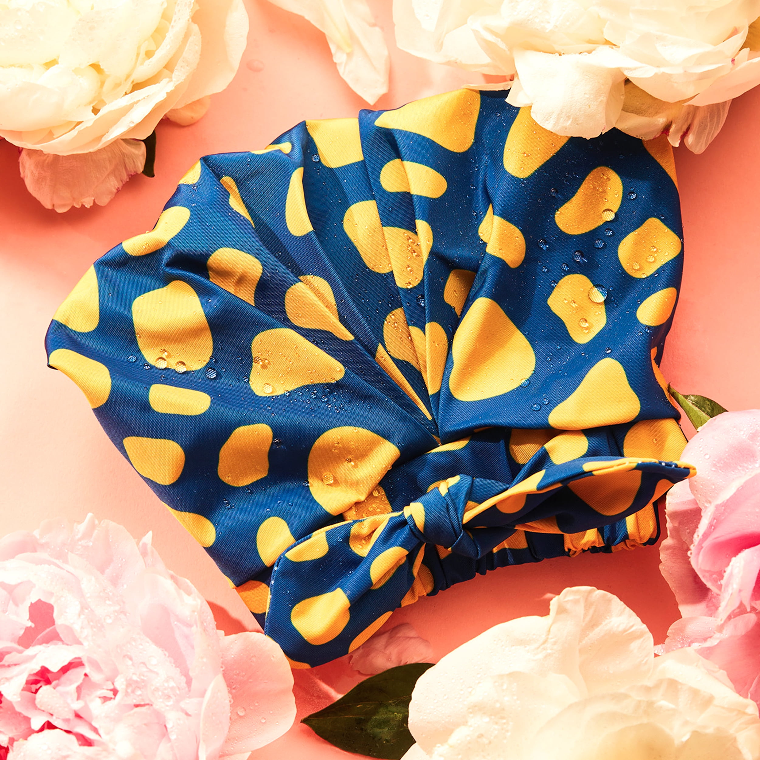 GRACE & COMPANY Luxury Shower Cap For Women - 100% Waterproof, Reusable, Washable & Breathable Shower Caps - Lemon Drop