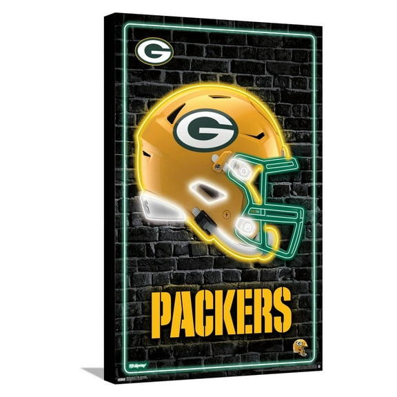 NFL Green Bay Packers - Neon Helmet 23 Canvas Wall Poster, 14.725" x 22.375"