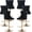 Black, Golden Base, variant on Camel Velvet Bar Stools Set of 4 - Adjustable Swivel Tan Counter Height Chairs with Tufted Back and Nailhead Trim for Kitchen Island (Khaki, Chrome Metal, 4 Pcs)