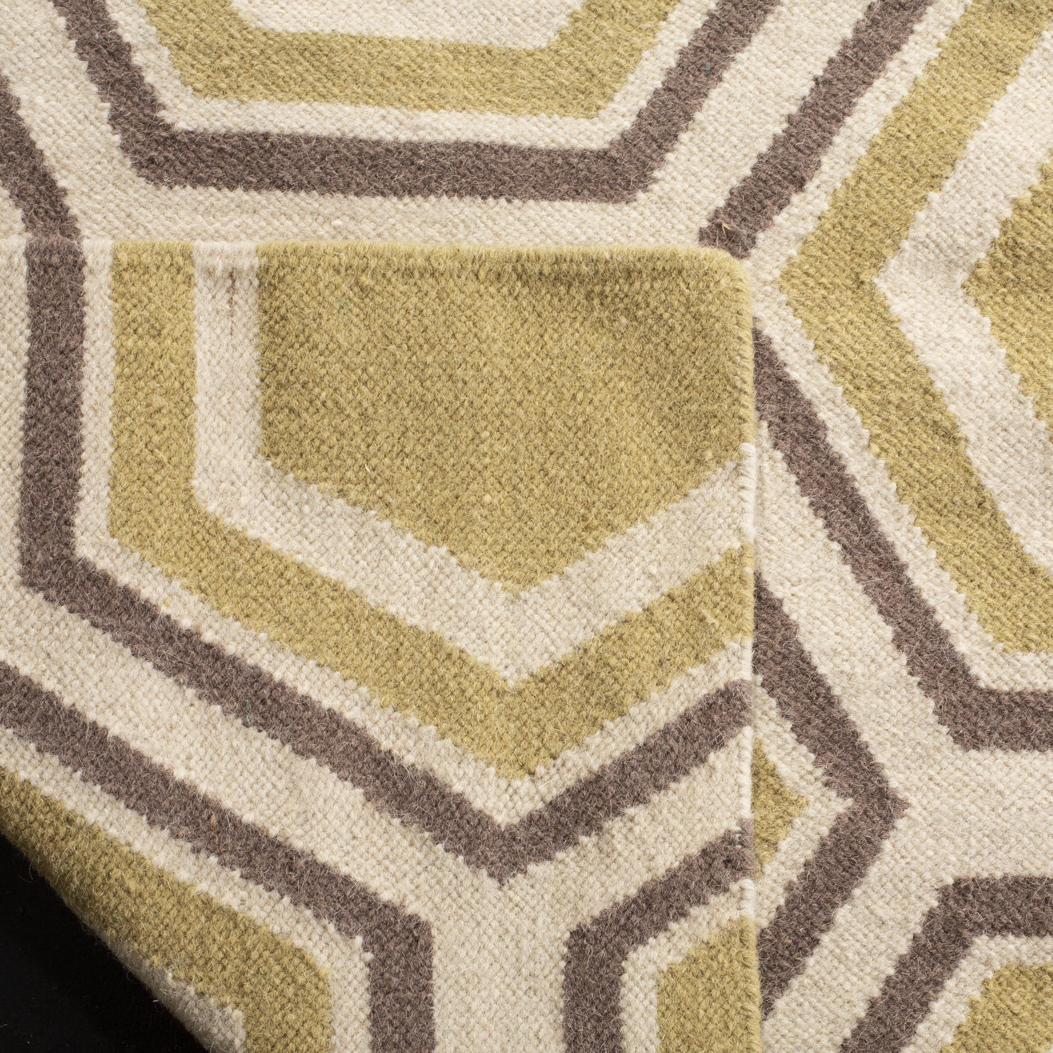 Safavieh Dhurries Weldon Geometric Wool Area Rug, Ivory/Yellow, 6' x 6' Square