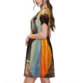 thumbnail image 2 of Disketp Colorful Painted Duck para Vestido de Manga Corta para Mujeres, Vestidos de Verano para Mujeres, Casual y Holgado para la Playa, 2 of 6
