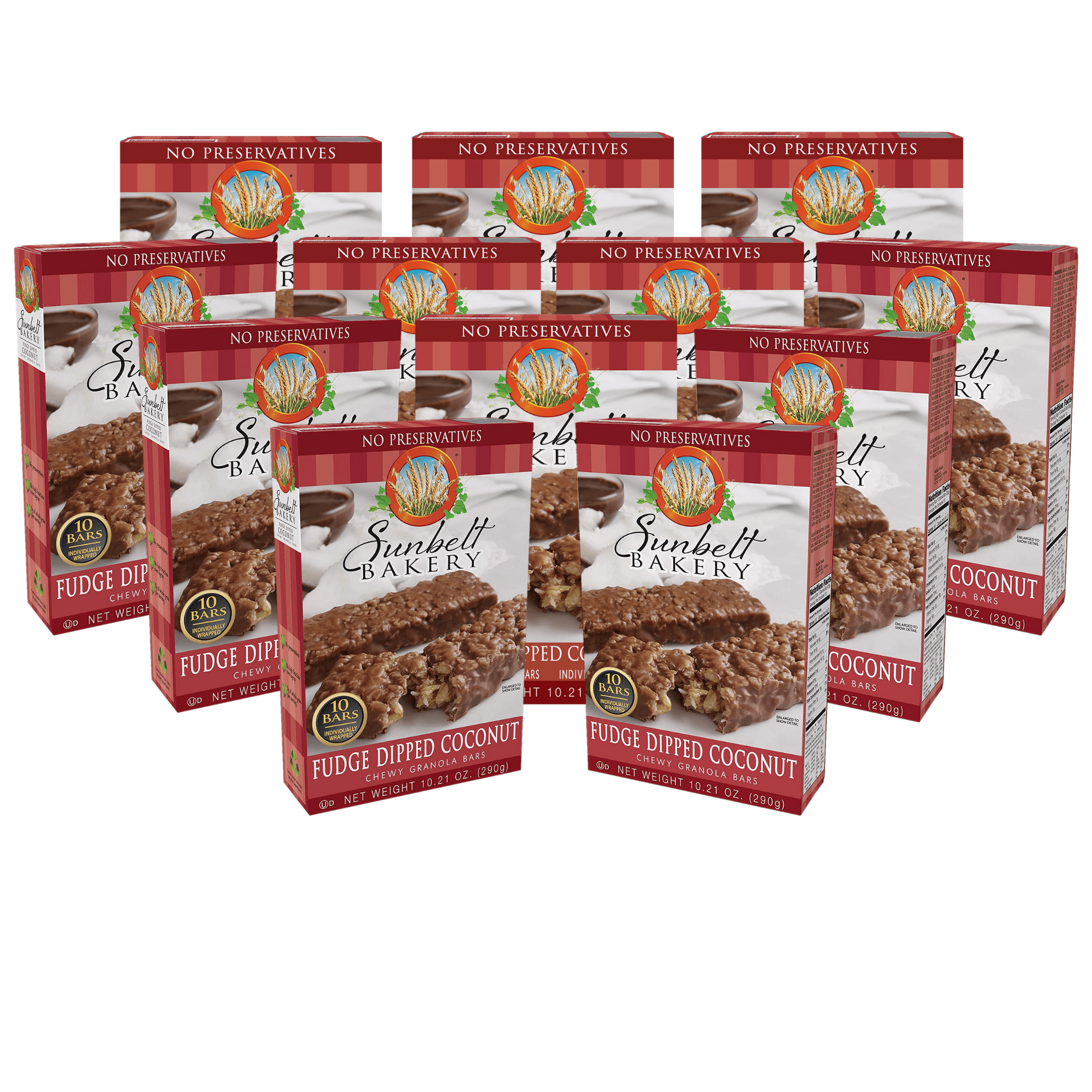 Sunbelt Bakery Fudge Dipped Coconut Granola Bars, 12 Boxes