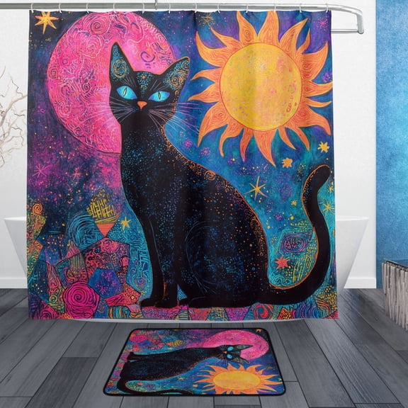 BZSMCE Shower Curtain and Bath Accessory Set,Lunar Whiskers at Dawn Pattern