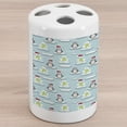 thumbnail image 1 of Funny Ceramic Toothbrush Holder, Penguins and Snowmans on Ice Floes Antarctica Cartoon Caps Scarfs Funny Pattern, Decorative Versatile Countertop for Bathroom, 4.5" X 2.7", Multicolor, by Ambesonne, 1 of 4