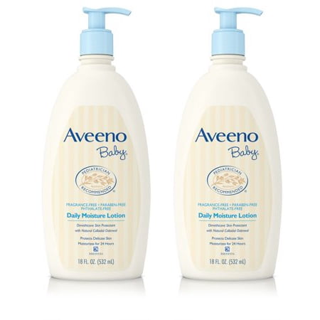 (2 pack) Aveeno Baby Daily Moisture Lotion with Natural Colloidal Oatmeal, 18 fl. (Best Foam Wrap Lotion For Natural Hair)