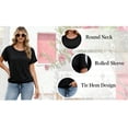 thumbnail image 3 of Blouses for Women Casual Short Sleeve Basic Tee Crewneck Dressy Tops Elastic Hem Summer T-Shirts, 3 of 9