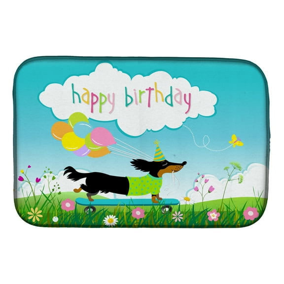 Caroline's Treasures Happy Birthday Dachshund Dish Drying Mat