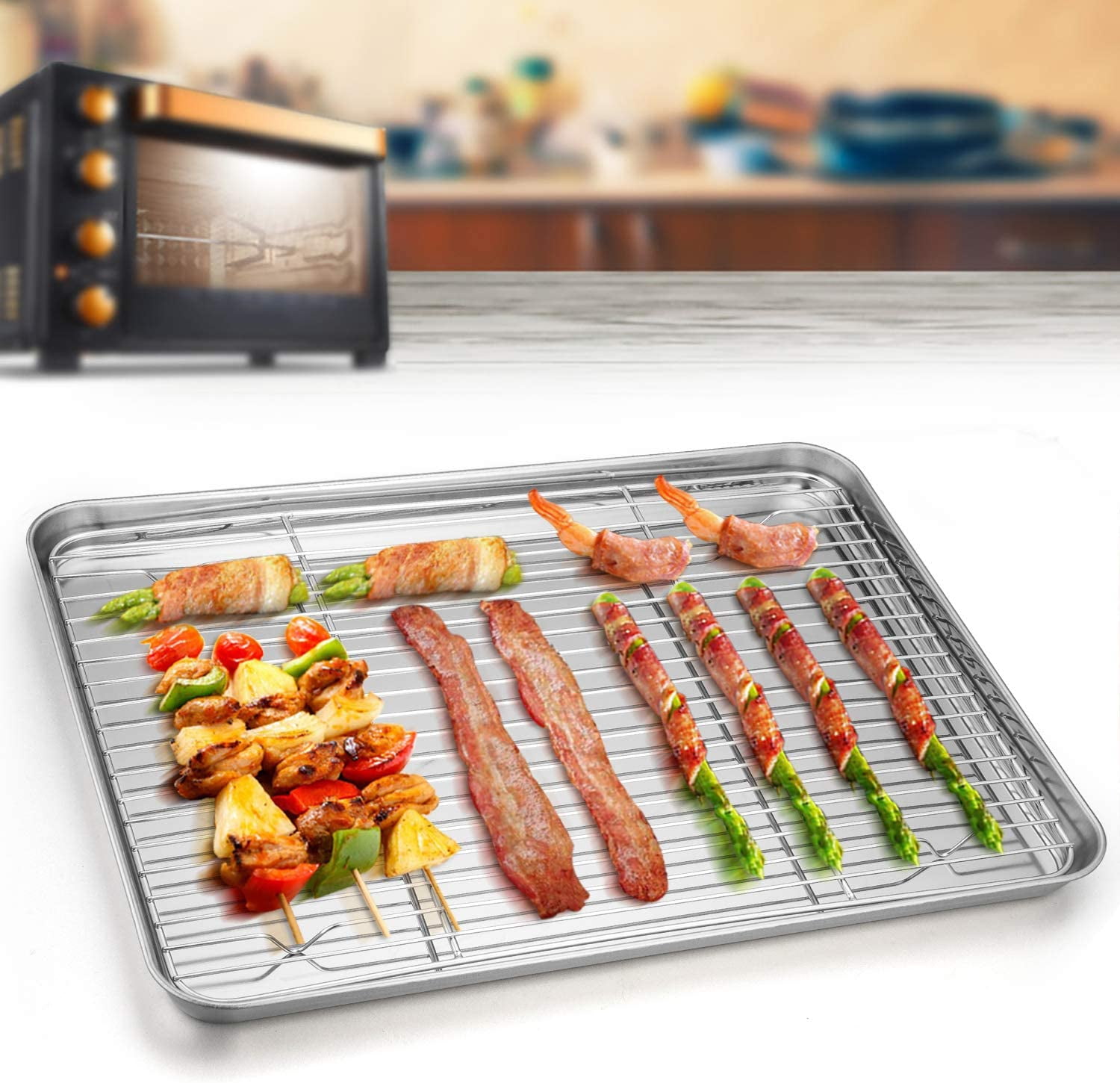 Cooling Racks For Baking,, Stainless Steel Wire Cookie Rack Fits Jelly Roll  Sheet Pan, Oven Safe For Cooking, Roasting, Grilling - Temu